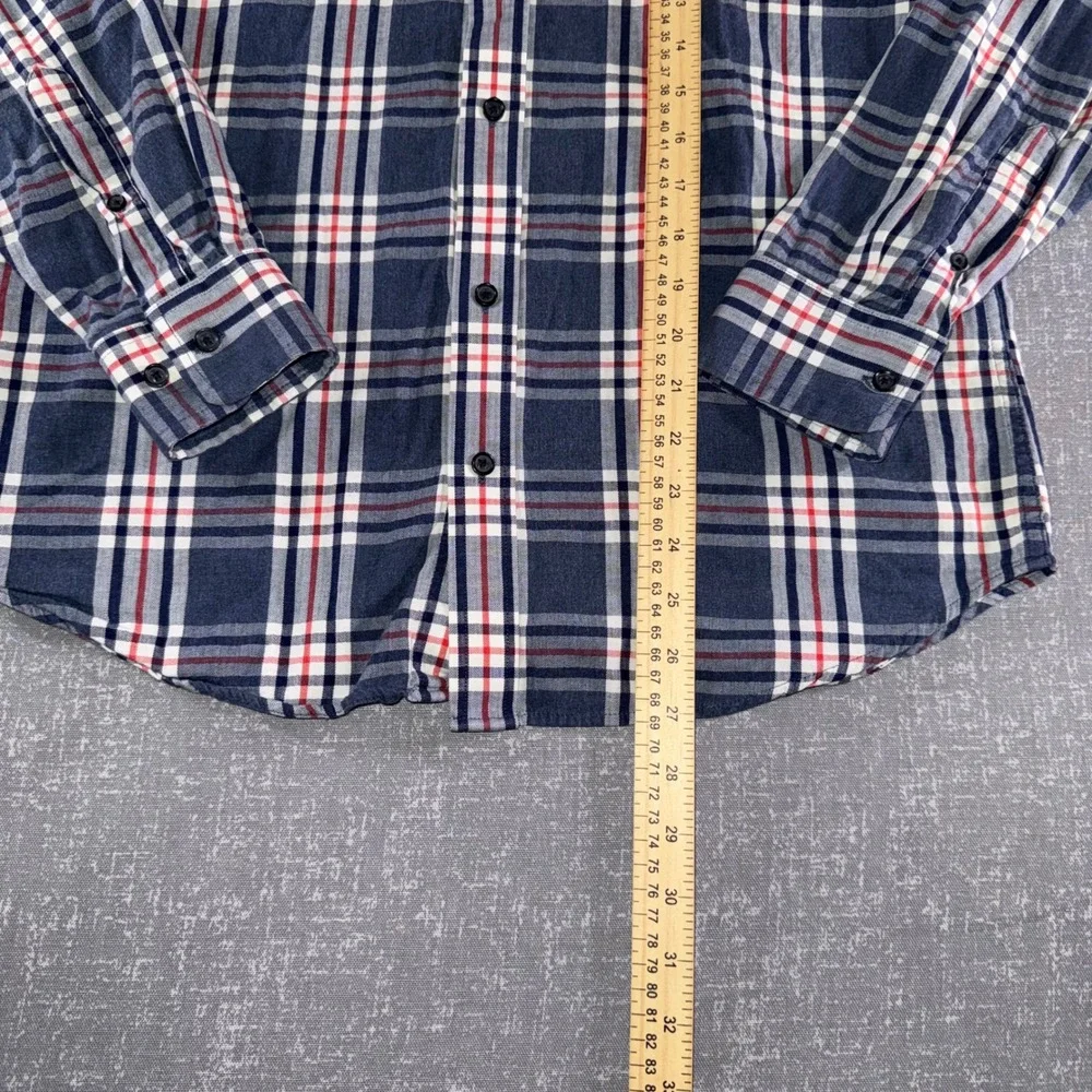 Banana Republic Mens Slim‎ Fit Plaid Button Down Shirt Navy Red White Small S